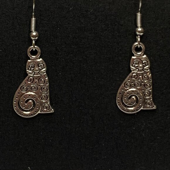 Boho Earring, Celtic Jewelry, Cat Earring, Silly Animal Earring, Gift Idea, Cat - Picture 3 of 7